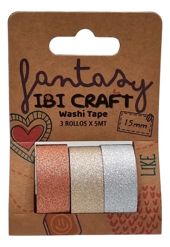[55790] FANTASIA CINTA ADH.WASHI TAPE IBI CRAFT  3u. 5mts.GLITTER   