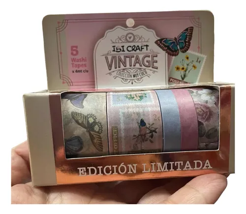 FANTASIA CINTA ADH.WASHI TAPE IBI CRAFT  5u. 4mts.VINTAGE   