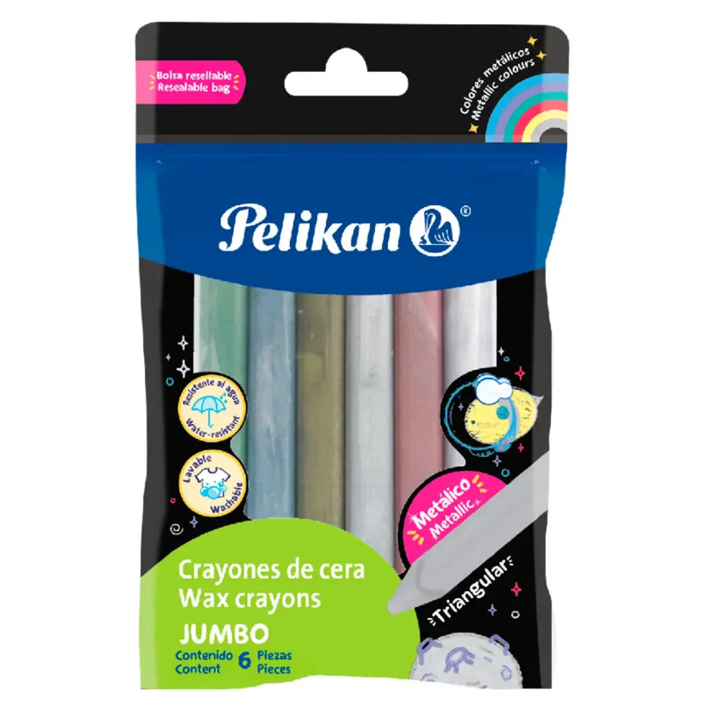 [2108] LAP.DE CERA CRAYON PELIKAN METAL       6u.                  