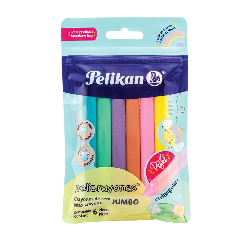 LAP.DE CERA CRAYON PELIKAN PASTEL      6u.                  