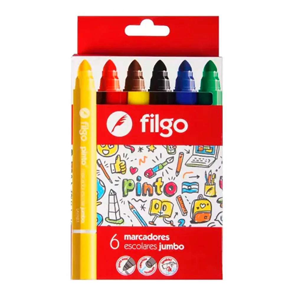 MARCADOR AL AGUA FILGO JUMBO          6u.                   
