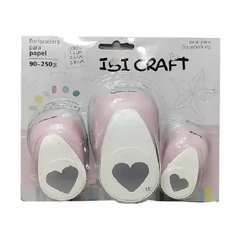 PERFORADOR IBI CRAFT SET 3u. 38mms.CORAZONES                