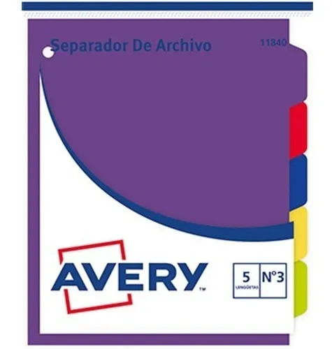 SEPARADOR CARTULINA N.3 AVERY LENG.COLOR      5u.           